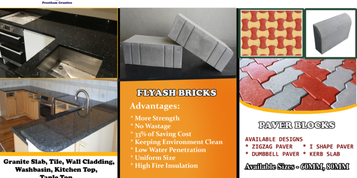 Preetham Granites is the Leading Manufacturer and Suppliers of Granite Slab, Flyash Bricks and Paver Blocks