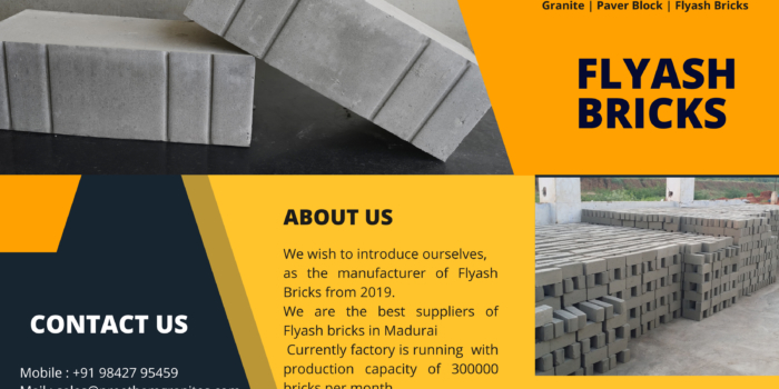 More Strength Flyash Bricks available @ Preetham Granites, Madurai